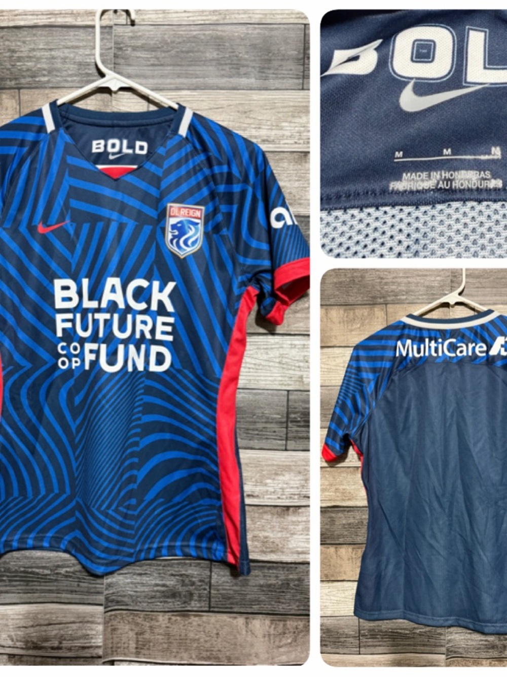 Nike OL Reign Soccer Jersey Women’s M Blue Red Short Sleeve Seattle Reign